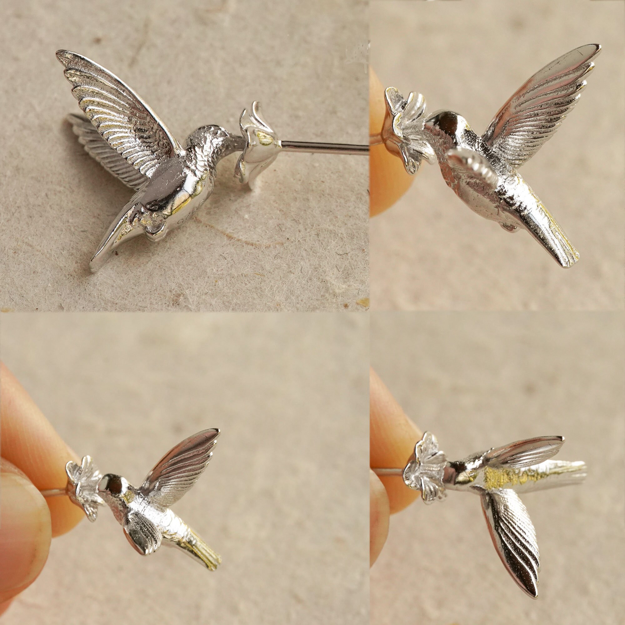 Hummingbird Earring BIRD Earring Stud Hummingbird Jewelry Etsy