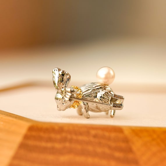 RABBIT PIN, Alice Rabbit Brooch, Handmade Rabbit Jewelry