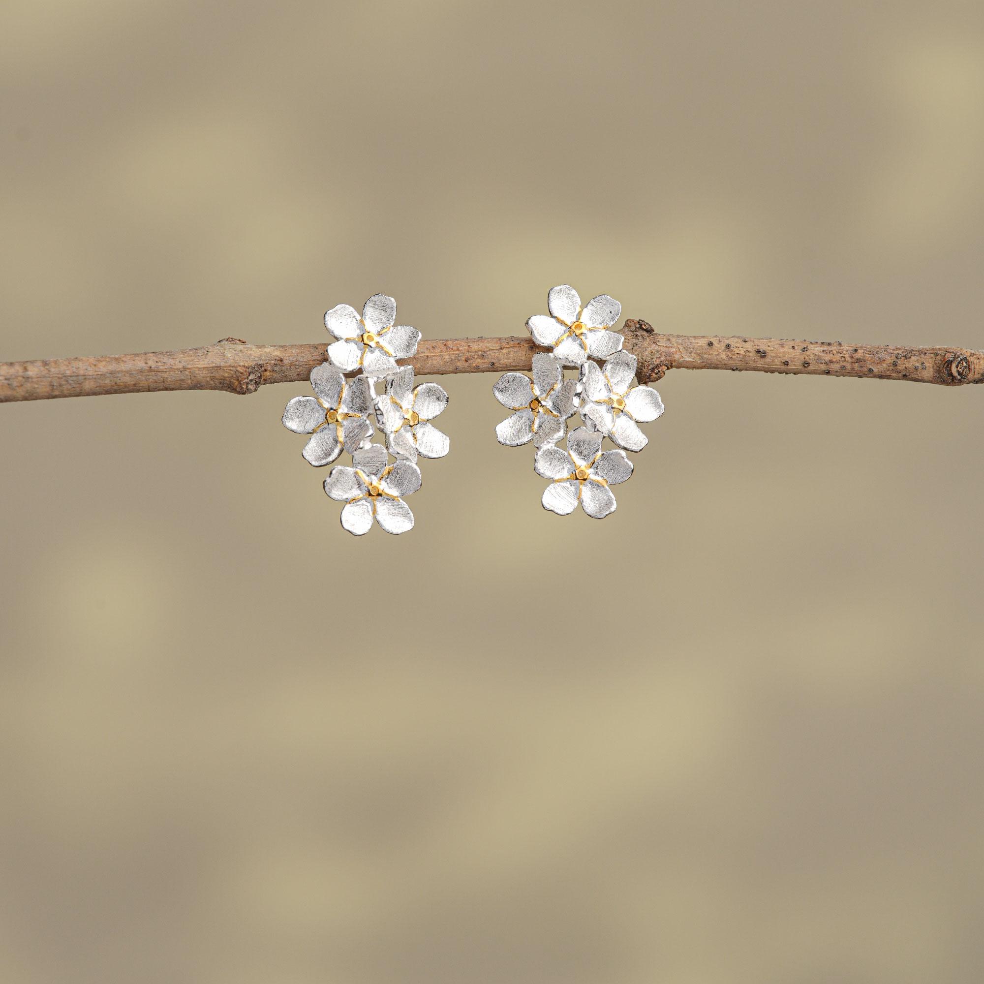 Forget-Me-Not Floral Stud Earrings – 925 Silver Spring Wedding Jewelry, Delicate Flower Earrings, Flower Stud Earrings for Her