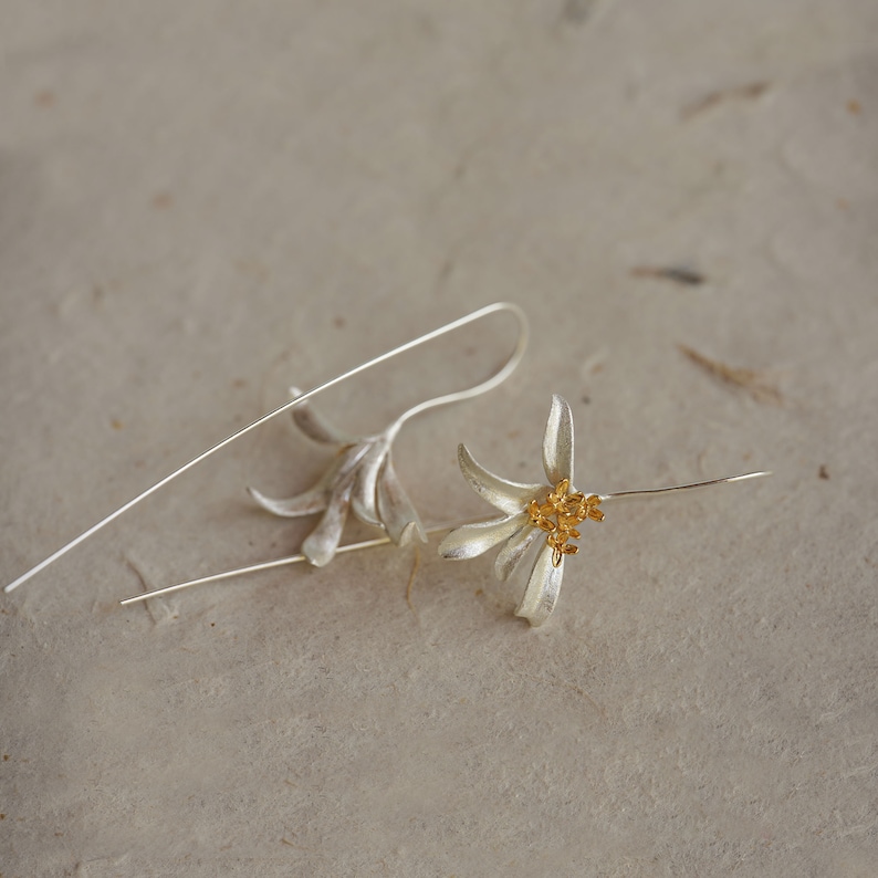 Osmanthus Fragrans Flower Earrings, Sweet Olive Earrings,Silver Flower Drop Earrings,Floral Earring,Osmanthus Fragrans Earring image 7
