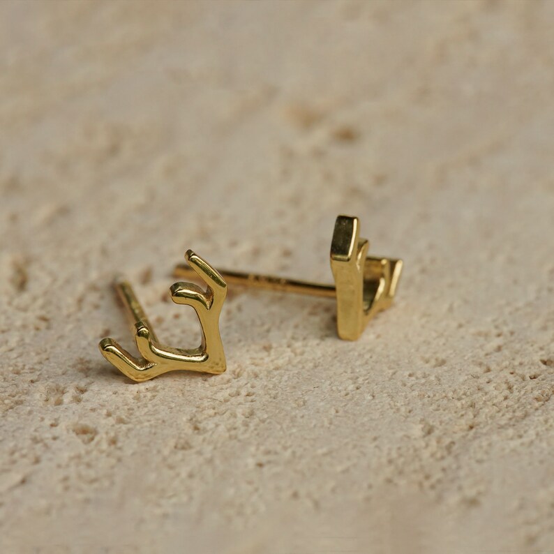 ANTLER STUD EARRINGS Unisex Silver Deer Antler Earrings Etsy
