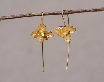 Phalaenopsis Orchidee Tropfen Ohrringe - Zarte Blumen Ohrringe, Perfektes Geschenk für Mama, Handgefertigter Silber Blumen Schmuck für Elegante Frauen
