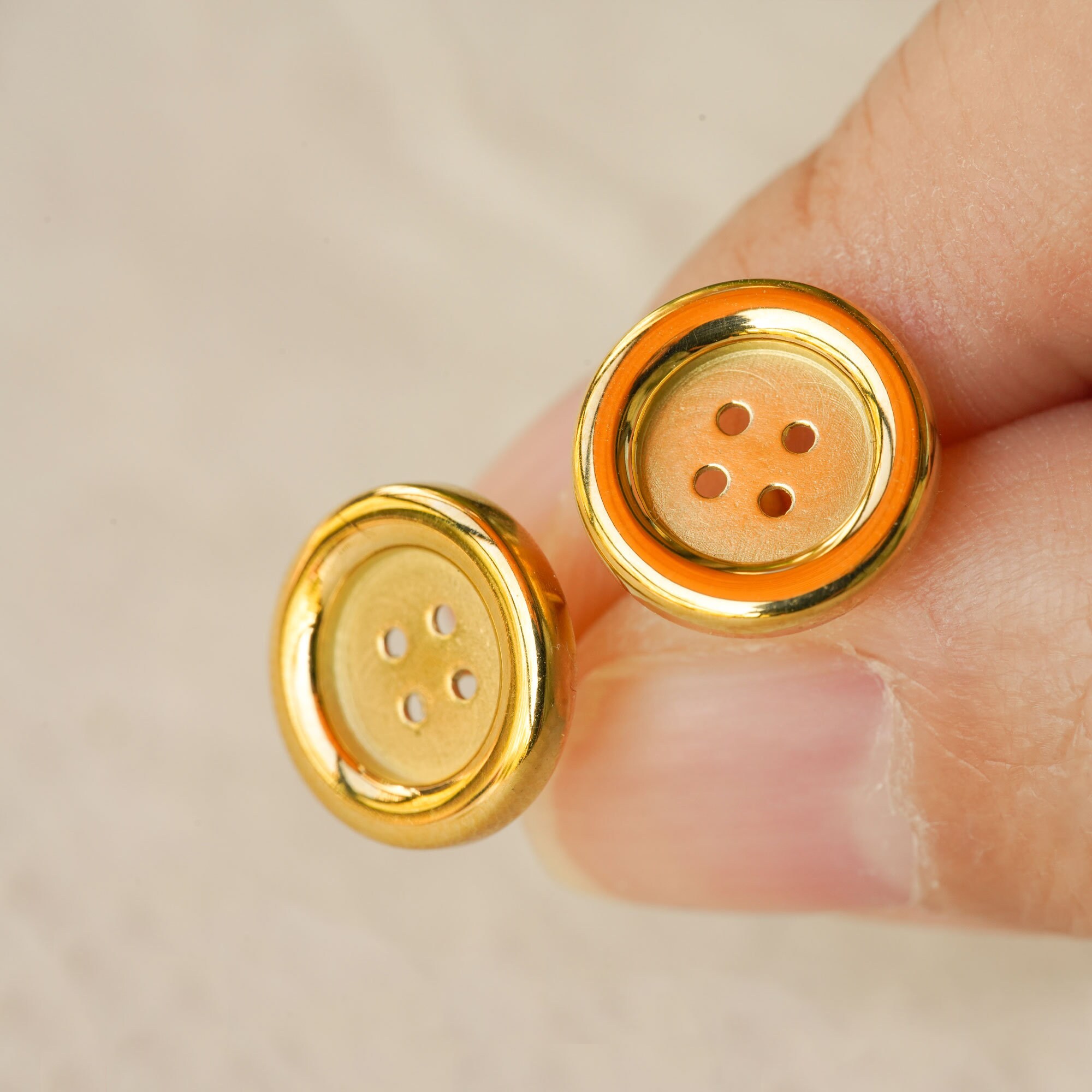 BUTTON EARRINGSDainty Button JewelryElegant Stud Etsy