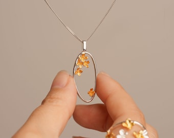 Osmanthus Necklace, Sweet Olive Necklace, Flower Necklace,Botanical Jewelry,Autumn Flower Necklace Sterling Silver,Gift For Mom