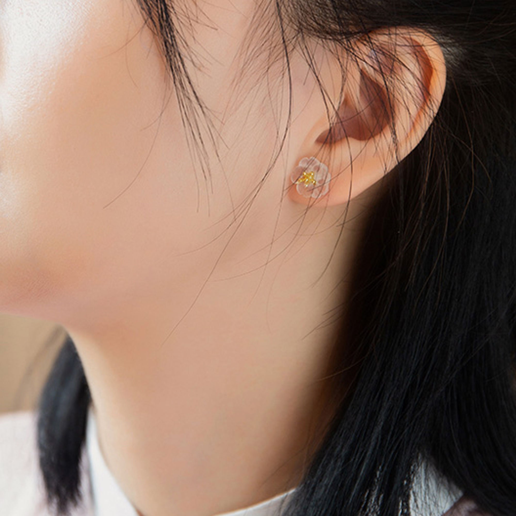 ピアス Numbering Flower Earrings #8272 SA5B0001 Gold Flower Earring, 4 Gold Plated Brass Flower Stud