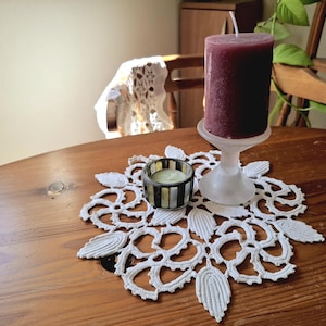 Handmade round doily flower decor, cotton laced doily table cloth, Ideal for shelf