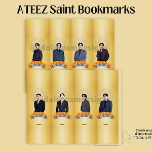 ATEEZ Saint Bookmarks - kpop fanmade merch, ateez atiny, ateez tour, ateez gifts, hongjoong seonghwa yunho yeosang san mingi wooyoung jongho