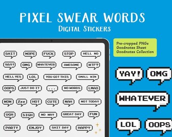 Pixel Swear Words Digital Stickers | Goodnotes digital sticker pack