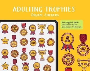 Adulting Trophies Digital Stickers | Adulting Goodnotes stickers