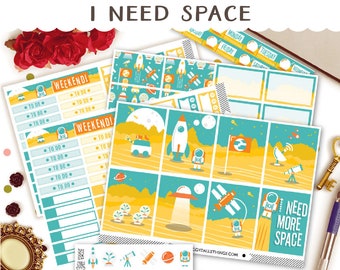 Galaxy Theme Weekly Sticker Kit for Amplify Planner Space Oddity Planner Sticker Kit September Weekly Spread Stickers