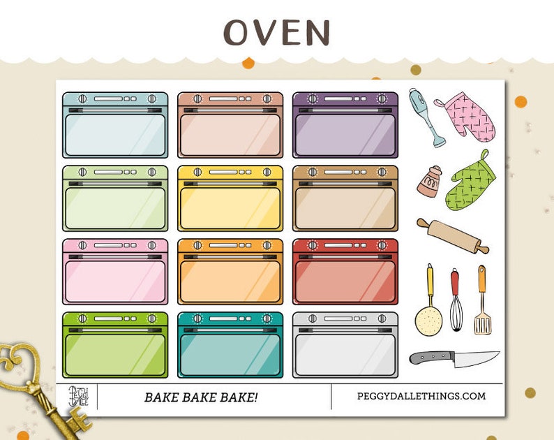Half Boxes Oven Planner Stickers Baking stickers Cooking Etsy