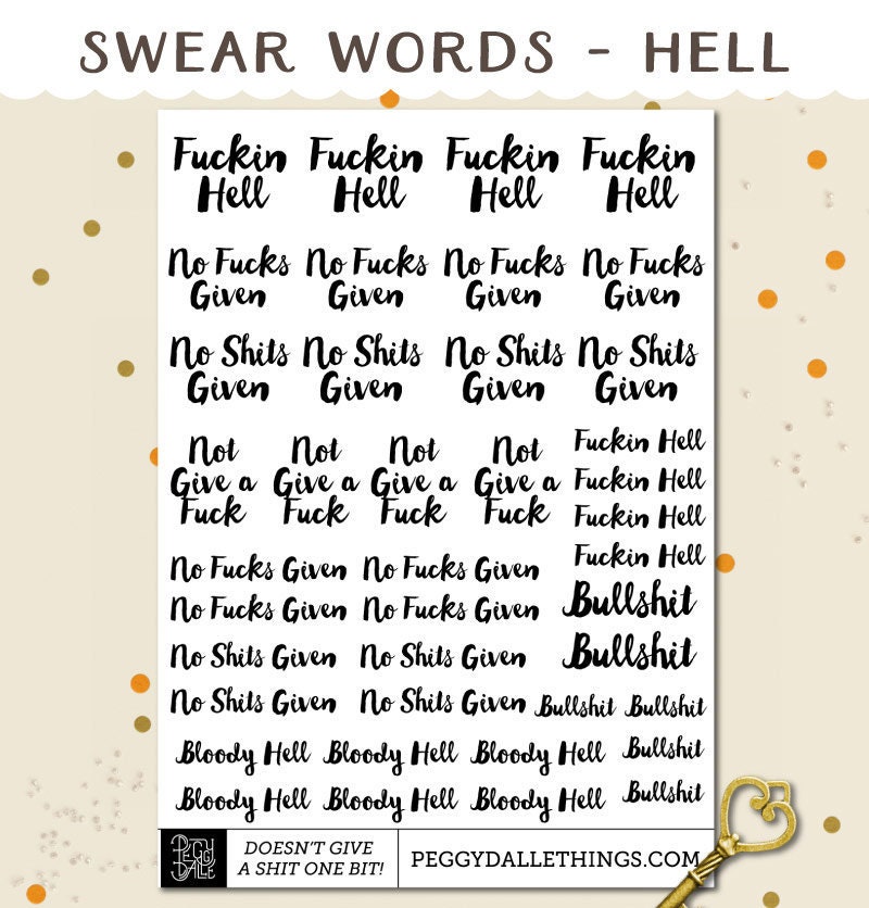 Hell Swear Words Brush Lettering Planner Stickers Curse Etsy