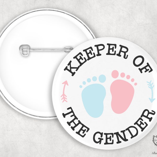 Keeper of the Gender, gender reveal badge. Boy or girl secret badge.