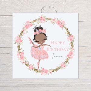 Personalised ballerina floral birthday card/birthday card/cute ballerina/ballerina bun/tutu/en point