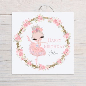 Personalised ballerina floral birthday card/birthday card/cute ballerina/ballerina bun/tutu/en point