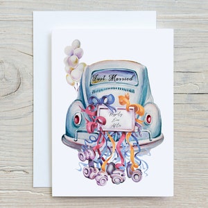Carte juste mariée, carte de mariage, carte de voiture de mariage, jour de mariage, banderoles et canons