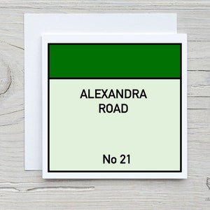 Carte pour nouvelle maison Monopoly, déménagement, carte de pendaison de crémaillère personnalisée, jolie carte de pendaison de crémaillère personnalisée, carte pour nouveau propriétaire.