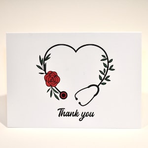 Carte de remerciement pour les infirmières, médecins, hôpitaux, soins de santé, carte de remerciement pour les travailleurs clés, jolie carte faite main pour dire merci.