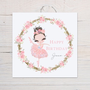 Personalised ballerina floral birthday card/birthday card/cute ballerina/ballerina bun/tutu/en point