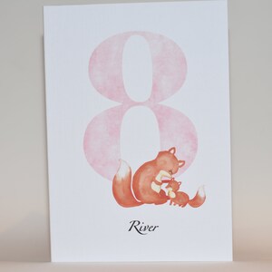 Personalised Fox and cub 8th Birthday card