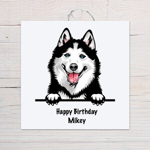 Personalised Husky Happy Birthday Card.