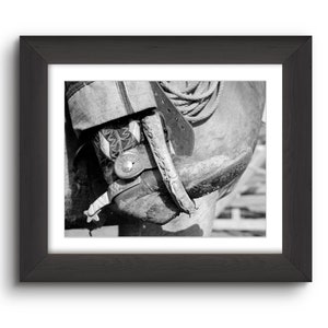 COWBOYS Boots and Spurs in Stirrup VINTAGE Western Montana 1930s Photograph, Black and White 8.5X11 Photo Home Décor