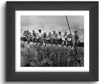 Empire State Building Print: 1932 Ironworkers Lunch, NYC Photograph (8x10 In)