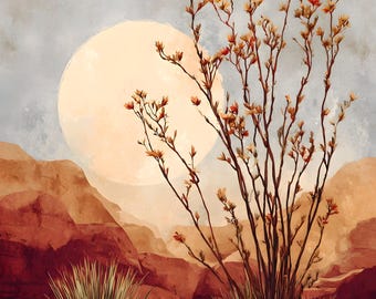 Southwest Desert Watercolor Art Print: Vintage Cowboy Cactus Decor (Digital Download