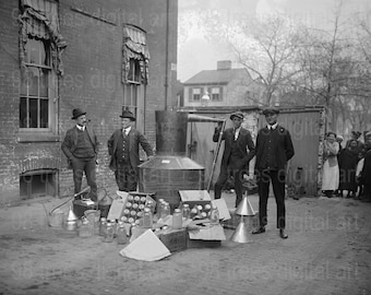 1922 Liquor Raid Photo: Prohibition Agents Confiscate Still (Digital Download)