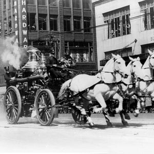 HORSE Drawn FIRE ENGINE Rushing to Fire, Vintage Photograph, Black and White Printable Digital Download, Historical Printable Photo