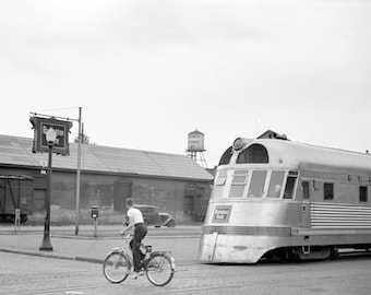 Twin Cities Zephyr At La Cross WI 1939 Boy Riding Bicycle 8X10 inch Photo (Digital Download)