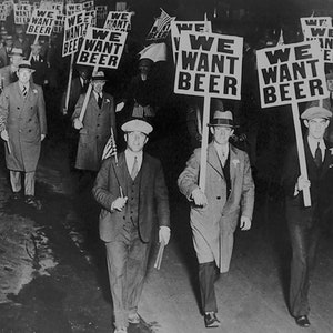 WE WANT BEER Vintage Prohibition March Photograph, Black and White Printable Digital Download, 1931 New Jersey Historic Protest Photo