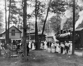 Vintage Steam Locomotive Photograph, Sylvan Beach NY, 1890s Art Print (Digital Download)