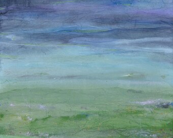Misty Moor - expressionistic mixed media painting on canvas. Cornish artist, art inspired by Bodmin Moor, misty winters day. Nature cornwall