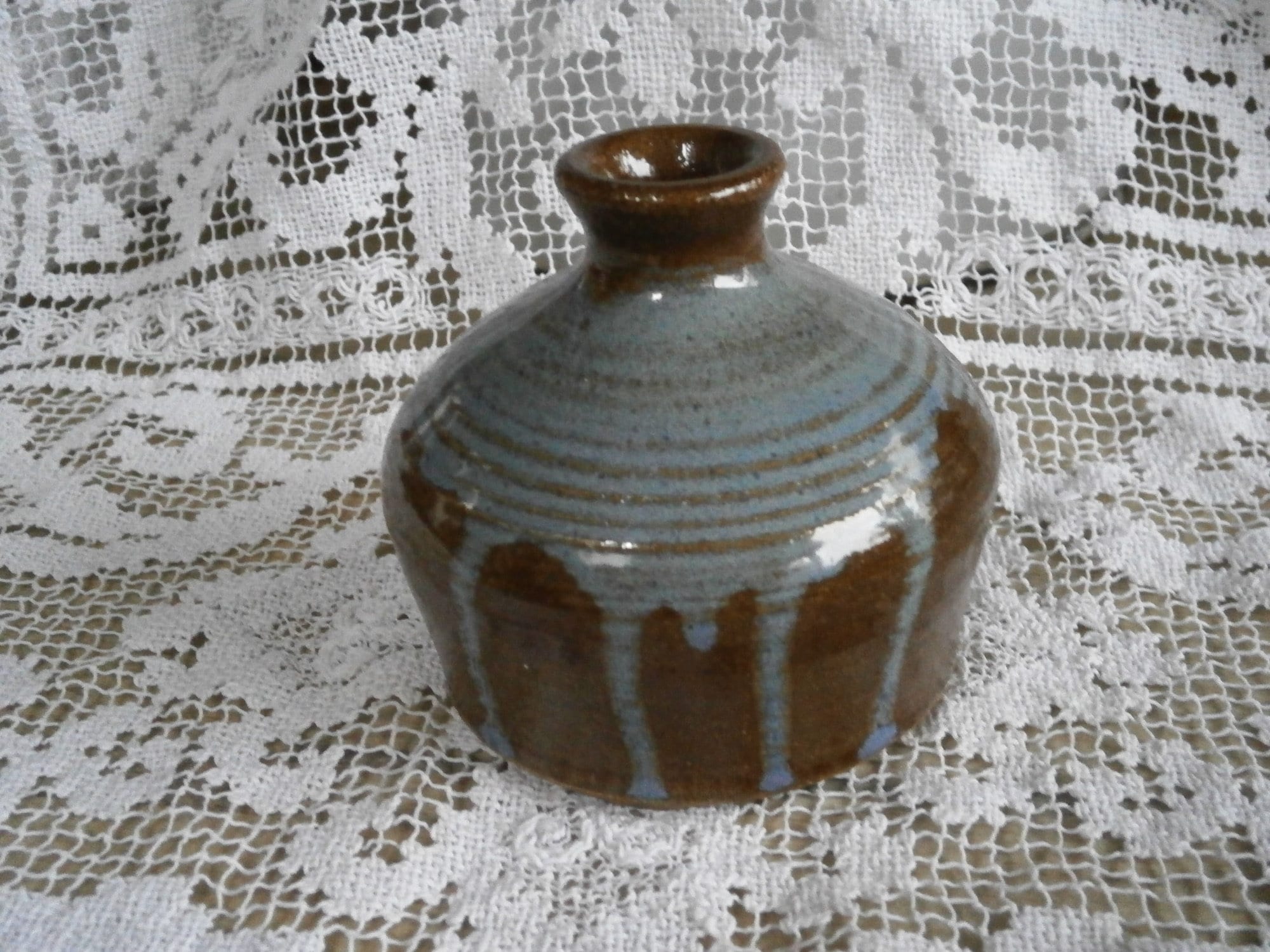 Blue & Brown Drip Glaze Studio Pottery Vase Marked - Etsy UK