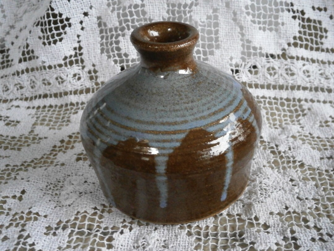 Blue & Brown Drip Glaze Studio Pottery Vase Marked - Etsy UK