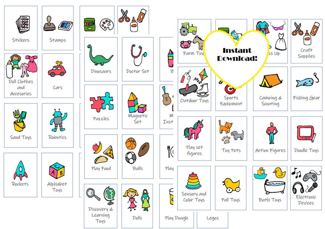 Printable Picture Toy Bin Labels Playroom Toy Storage - 48 Visual ...