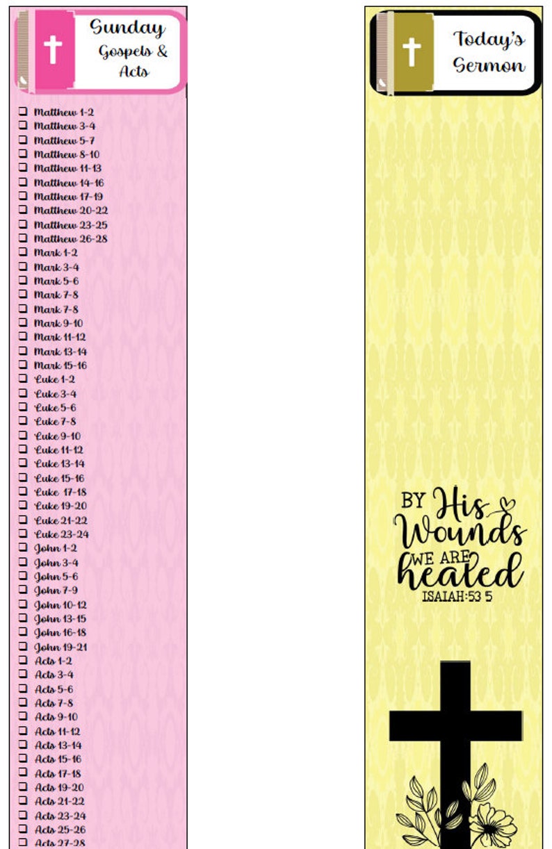 Printable 52 Week Bible Reading Plan Bookmark Checklist Bible Reading