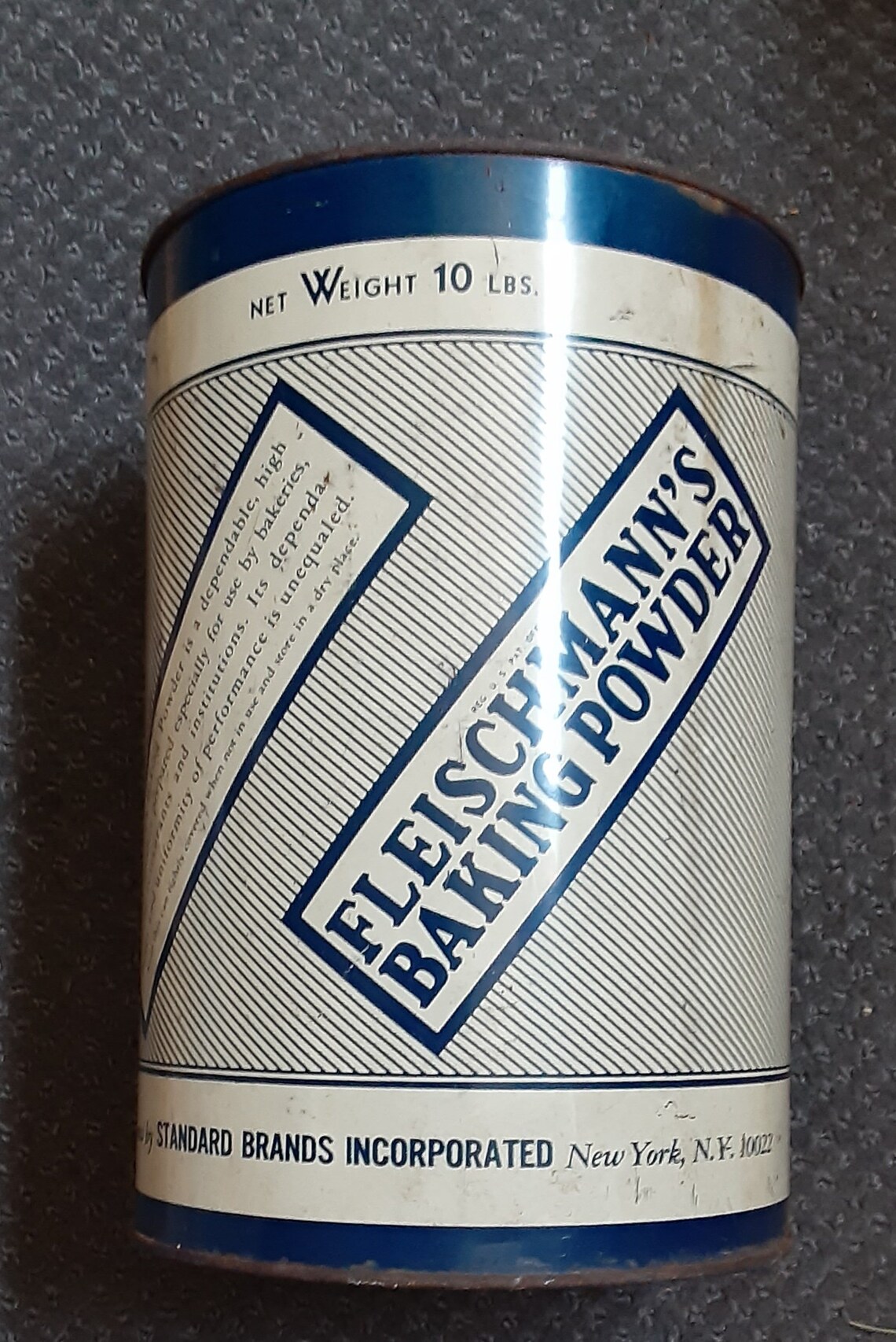 Antique Fleischmann's Baking Powder Tin Blue Etsy