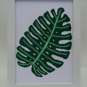Leaf Cross Stitch Design PDF - Monstera Deliciosa Leaf - Simple, Elegant, Nature