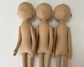 Set of 3 Cotton Blank doll body - 13.7" (35 cm), blank rag doll, rag doll body