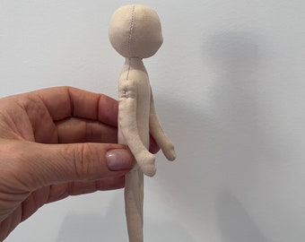 Cuerpo de muñeca de algodón en blanco - 6,7" (17 cm), muñeca de trapo en blanco, cuerpo de muñeca de trapo, el cuerpo de la muñeca hecho de tela, muñecas textiles trapo en blanco