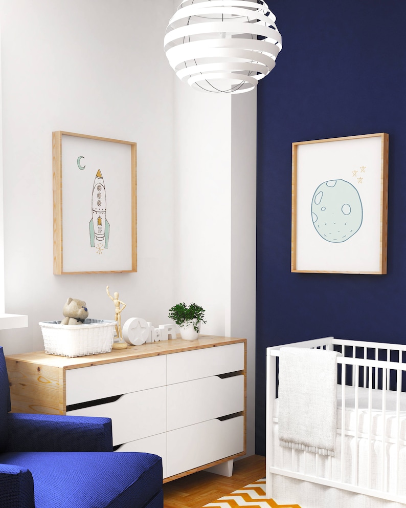 Boy Nursery Decor - Baby Boy Art - Space Wall Art - Space Nursery Decor ...