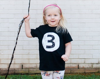 UNISEX- Moon Birthday Age Shirt, Two The Moon Birthday Shirt, Outer Space Theme Age Birthday T-Shirt, Party Shirt for Kids, B/W Moon Theme