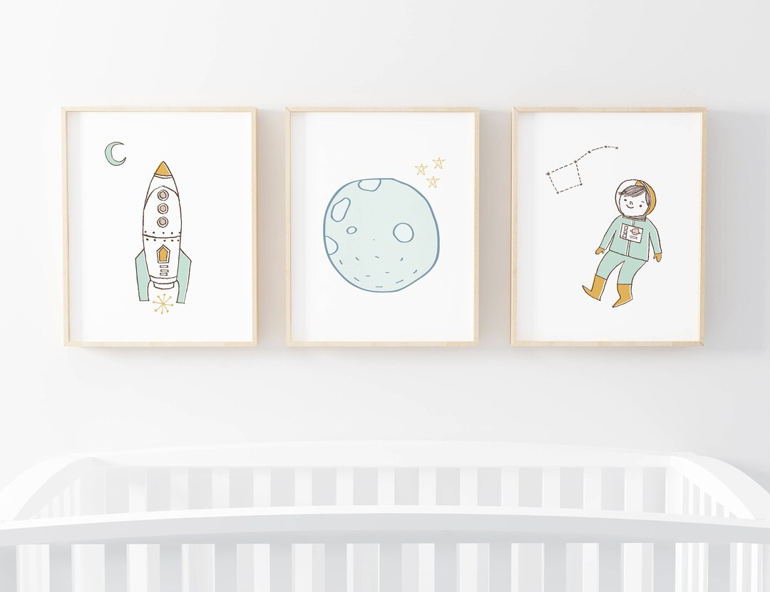 Nursery Wall Art Boy - Space Wall Art - Nursery Art Boy - Space Nursery ...