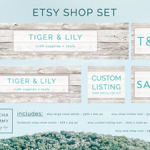 Etsy Shop Banner Shiplap Shop Banner Fixer Upper Etsy Banner Whitewash Shop Banner Wood Shop Banner Rustic Custom Etsy Shop Banner image 2