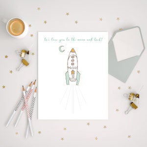 Rocket Ship Finger Print Guestbook Guestbook Kids Keepsake Space Prints Baby Shower Ideas image 2
