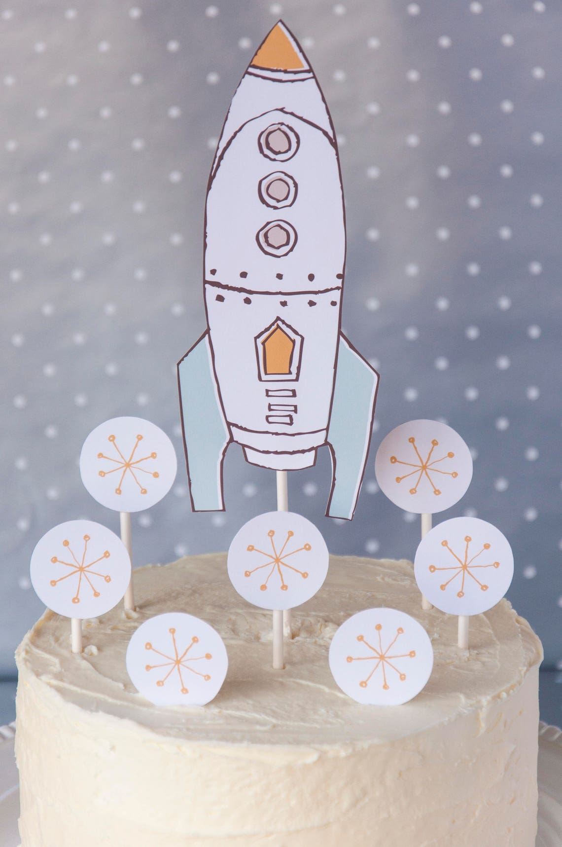 Rocket Ship Cupcake Topper Printable Party Decor Boy Space | Etsy