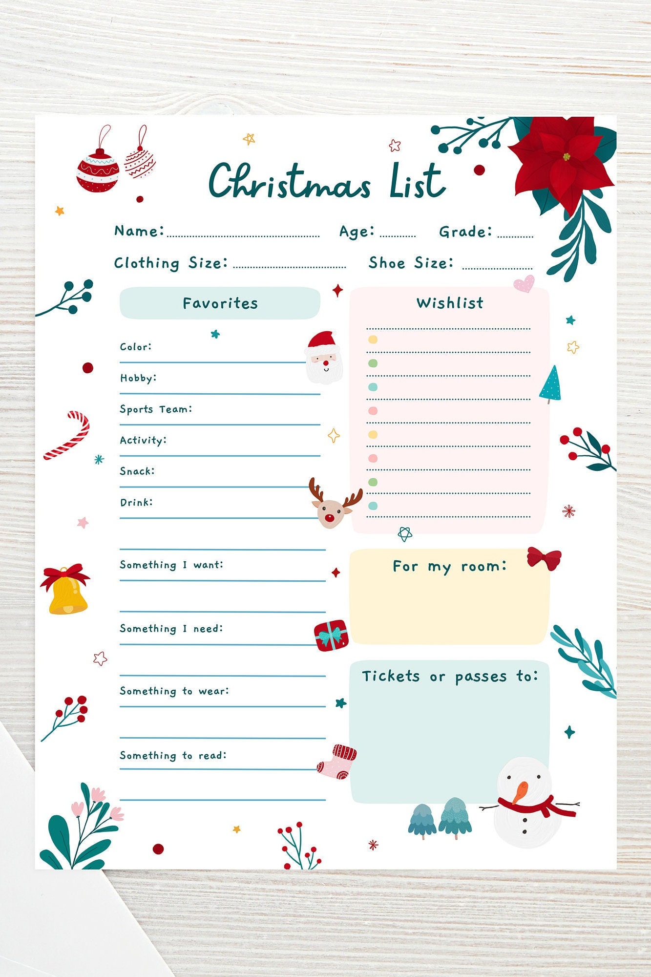 Kids Christmas Wish List Printable Gift Wish List photo