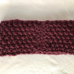 Fleece Lined Headband Hand Knitted Headband Ear Warmer, earmuff, in Dark Purple, made with Sustainable Merino Wool image 7